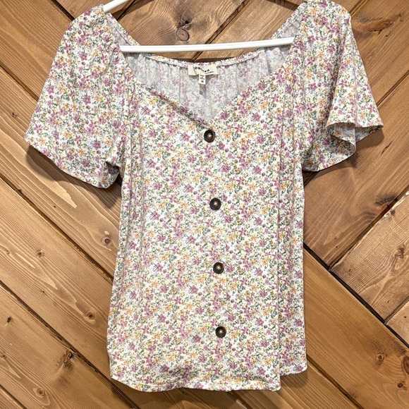 Monteau Floral Women's Top With Buttons Medium - Picture 1 of 5
